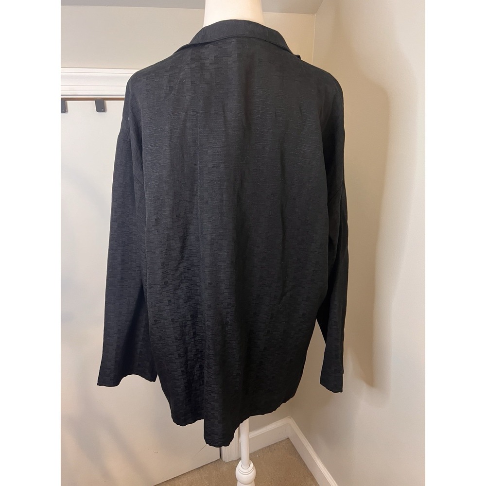 Eileen Fisher Silk And Linen Black Work Jacket Blazer Large Lightweight - Picture 5 of 7